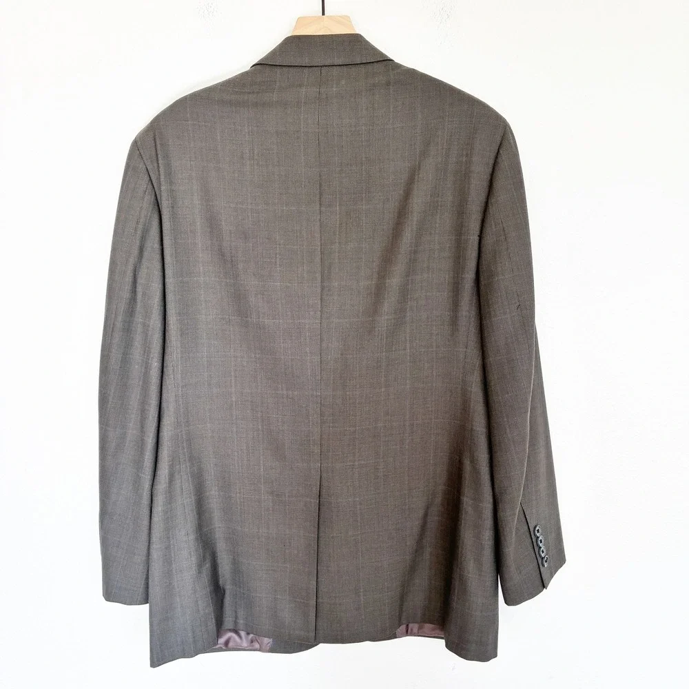 Brooks Brothers 346 Madison Fit Suit Mens 44R 36W Gray Glen Plaid 2 Button *Flaw